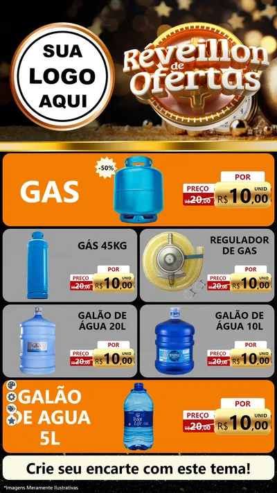 Modelo de TV para TV Vertical com o tema Réveillon de Ofertas para Água e gás