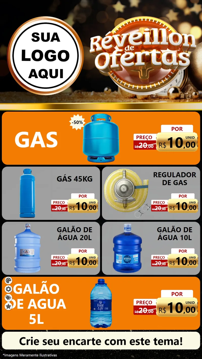 Modelo de TV para TV Vertical com o tema Réveillon de Ofertas para Água e gás