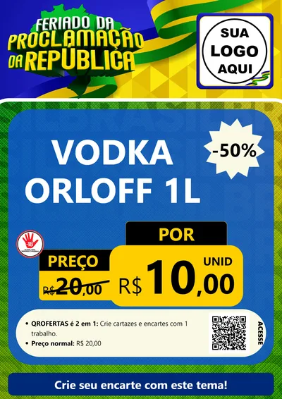 Modelo de Cartaz para Cartaz A4 Vertical com o tema Feriado da Proclamação da República para Distribuidora de bebidas