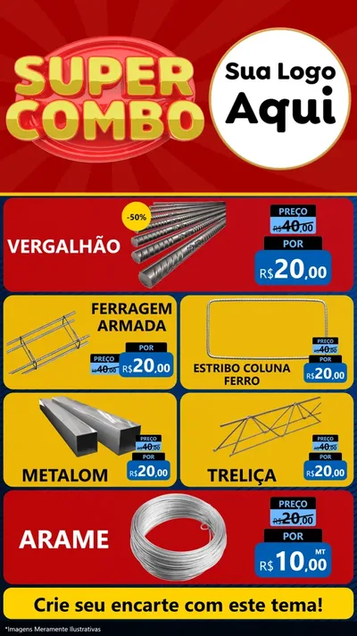 Modelo de TV para TV Vertical com o tema Super Combo para Ferragens