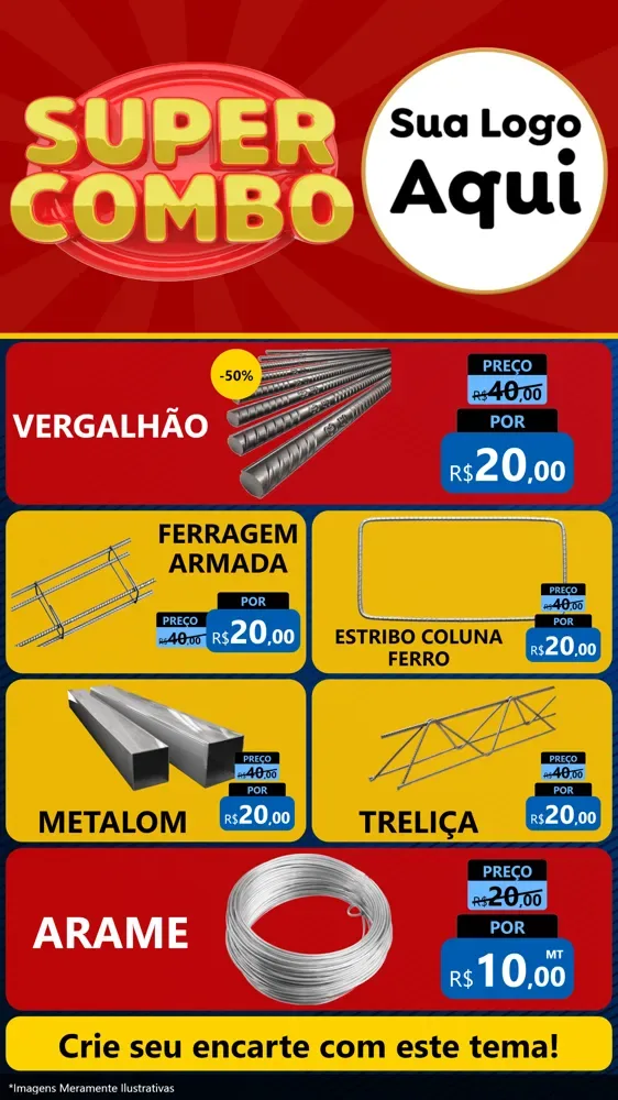 Modelo de TV para TV Vertical com o tema Super Combo para Ferragens