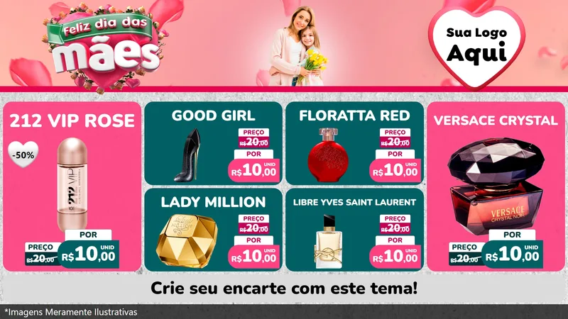 Modelo de TV para TV Horizontal com o tema Feliz Dia das Mães para Perfumes