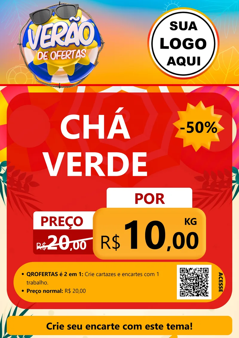 Modelo de Cartaz para Cartaz A4 Vertical com o tema Verão de Ofertas para Produtos Naturais