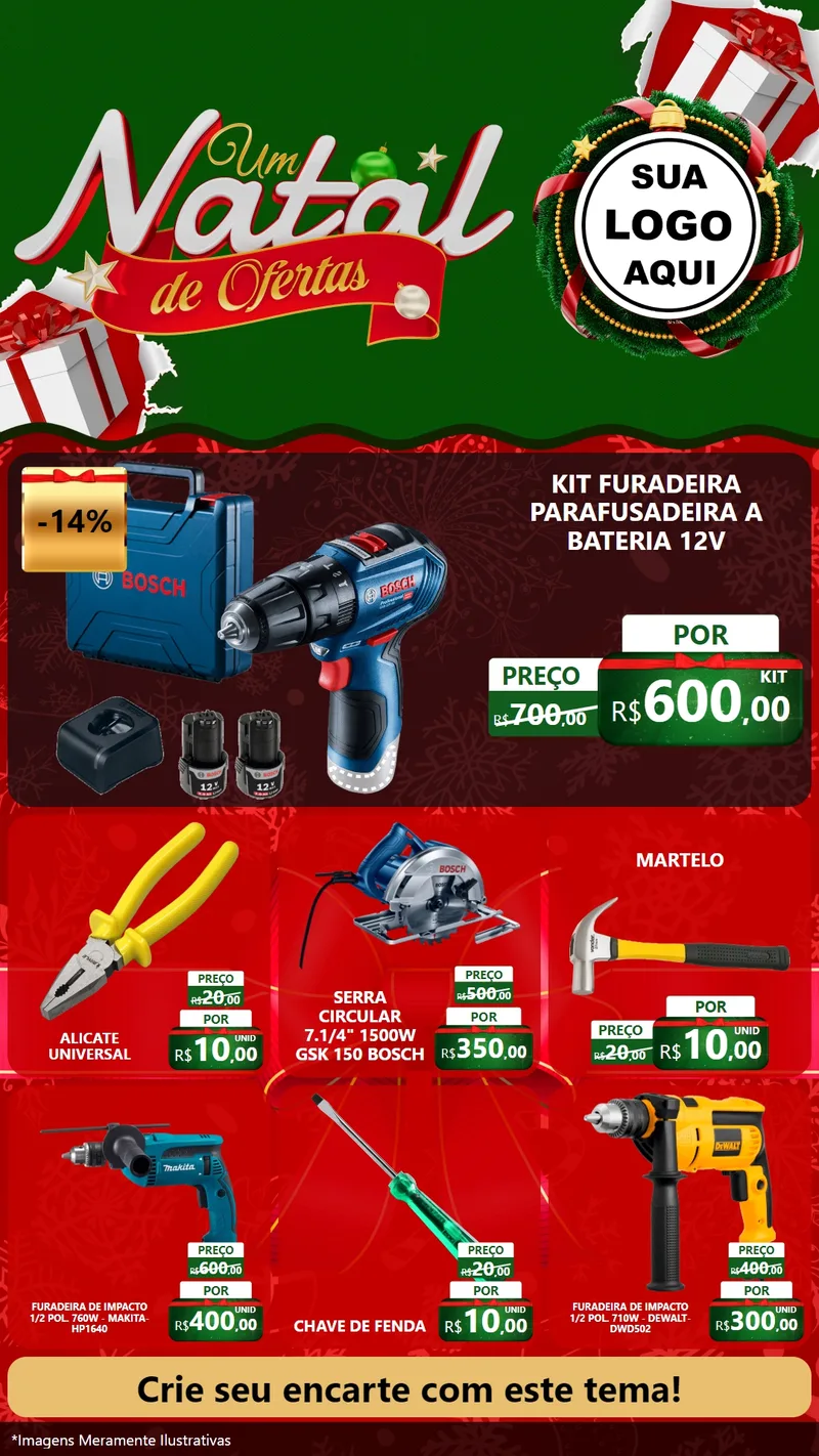 Modelo de Rede Social para Stories com o tema Um Natal de Ofertas para Maquinas e Ferramentas