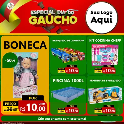 Modelo de Rede Social para Feed Facebook com o tema Especial Dia do Gaúcho para Brinquedos