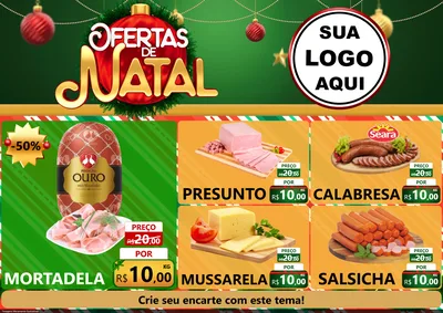 Modelo de Encarte para Encarte A4 Horizontal com o tema Ofertas de Natal para Frios e Laticínios
