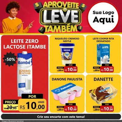 Modelo de Rede Social para Feed Facebook com o tema Aproveite e Leve Também para Frios e Laticínios