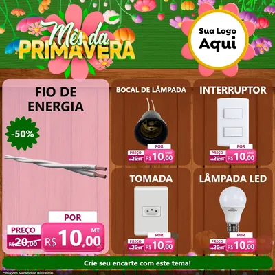 Modelo de Rede Social para Feed Facebook com o tema Mês da Primavera para Materiais Elétricos