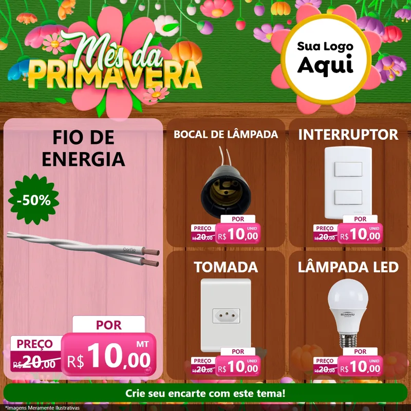 Modelo de Rede Social para Feed Facebook com o tema Mês da Primavera para Materiais Elétricos