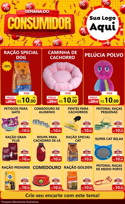 Modelo de Encarte para Encarte Grande com o tema Semana do Consumidor para Pet Shop