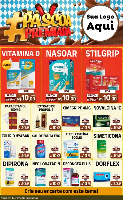 Modelo de Encarte para Encarte Grande com o tema Páscoa Premiada para Farmácia