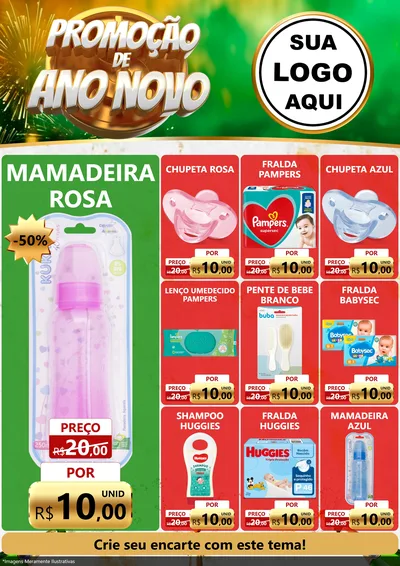 Modelo de Encarte para Encarte A4 Vertical com o tema Promoção de Ano Novo para Bebês