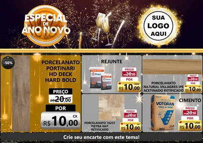 Modelo de Encarte para Encarte A4 Horizontal com o tema Especial de Ano Novo para Pisos e revestimentos