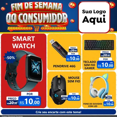Modelo de Rede Social para Feed Facebook com o tema Fim de Semana do Consumidor para Informática