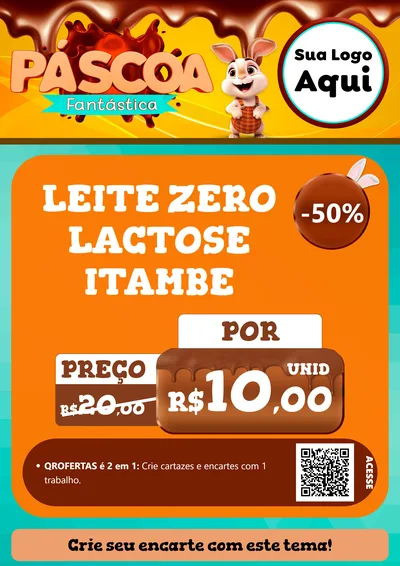 Modelo de Cartaz para Cartaz A4 Vertical com o tema Páscoa Fantástica para Frios e Laticínios