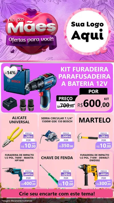 Modelo de Rede Social para Stories com o tema Dia das Mães Ofertas para Você! para Maquinas e Ferramentas