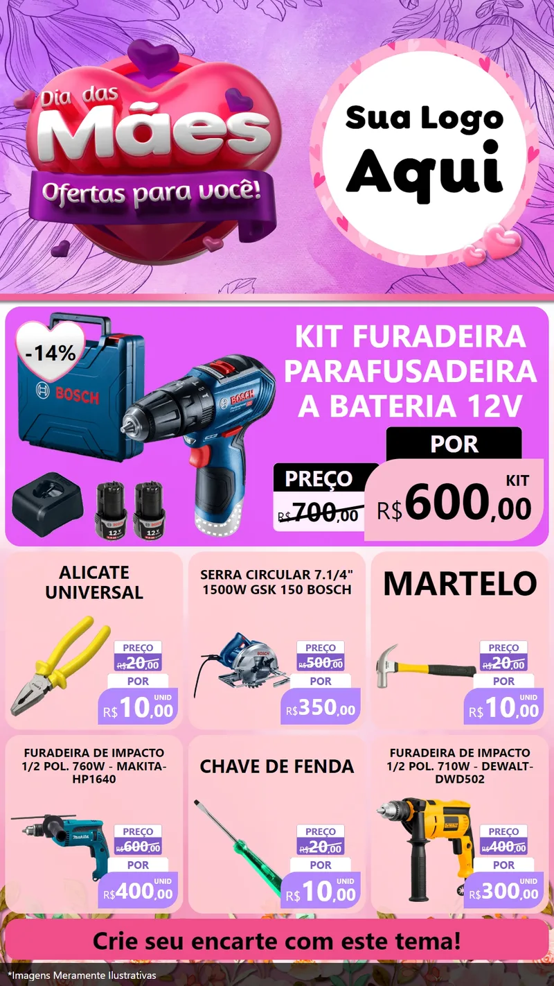 Modelo de Rede Social para Stories com o tema Dia das Mães Ofertas para Você! para Maquinas e Ferramentas