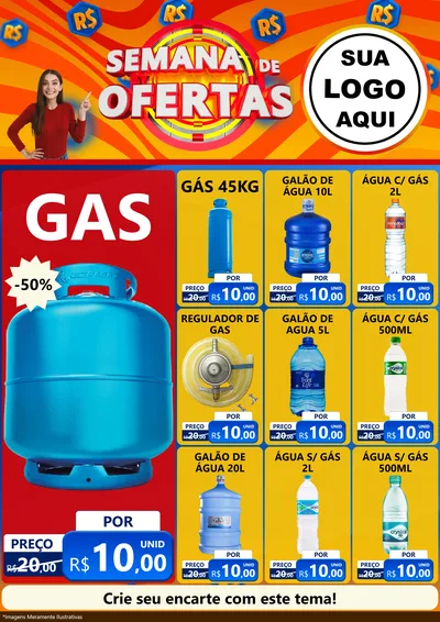 Modelo de Encarte para Encarte A4 Vertical com o tema Semana de Ofertas para Água e gás