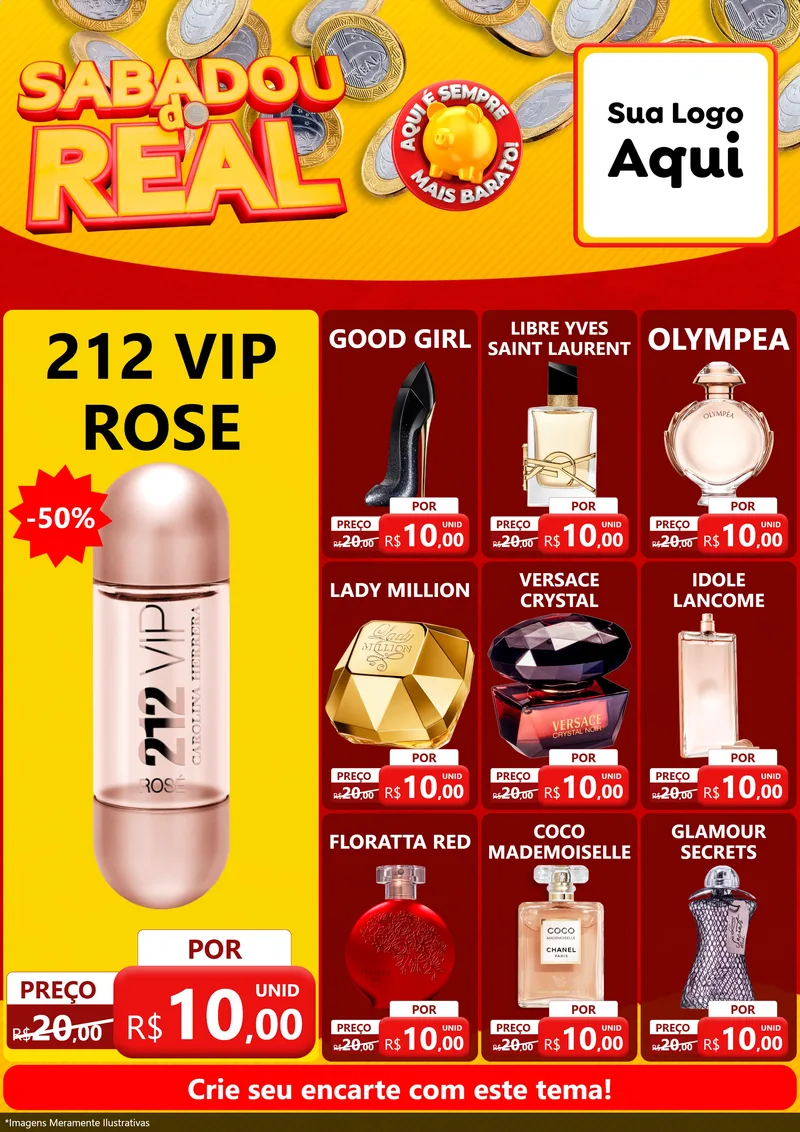Modelo de Encarte para Encarte A4 Vertical com o tema Sabadou do Real para Perfumes