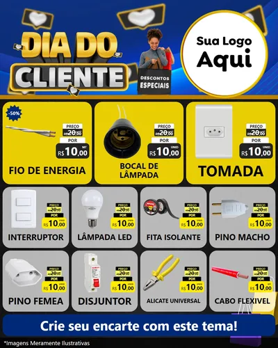 Modelo de Rede Social para Feed Instagram com o tema Dia Do Cliente para Materiais Elétricos