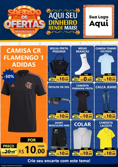 Modelo de Encarte para Encarte A4 Vertical com o tema Sábado de Ofertas Imperdíveis para Roupas e acessórios
