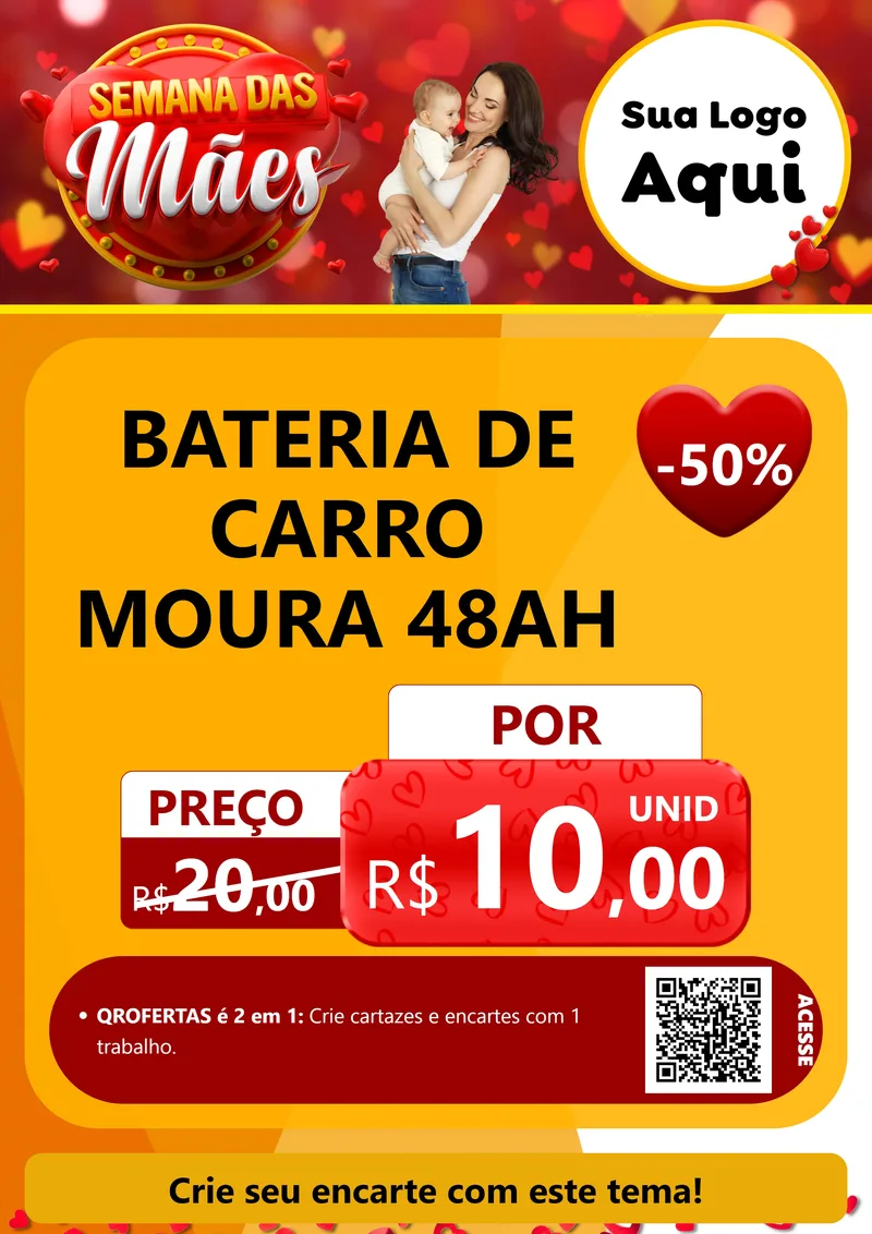 Modelo de Cartaz para Cartaz A4 Vertical com o tema Semana das Mães para Baterias Elétricas