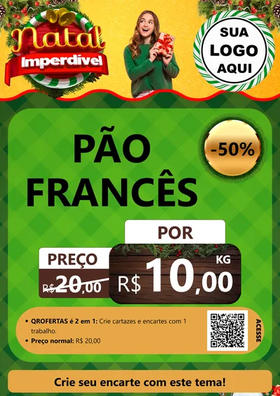 Modelo de Cartaz para Cartaz A4 Vertical com o tema Natal Imperdível para Padaria
