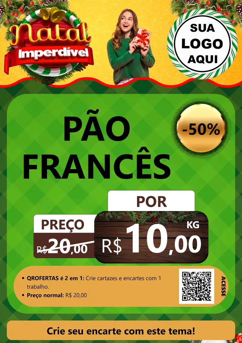Modelo de Cartaz para Cartaz A4 Vertical com o tema Natal Imperdível para Padaria