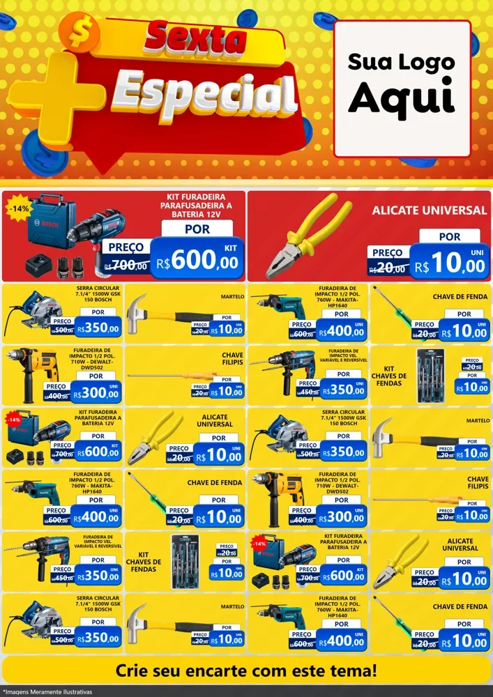 Modelo de Encarte para Encarte A4 Vertical com o tema Sexta Mais Especial para Maquinas e Ferramentas