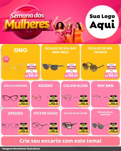 Modelo de Rede Social para Feed Instagram com o tema Semana das Mulheres para Óticas