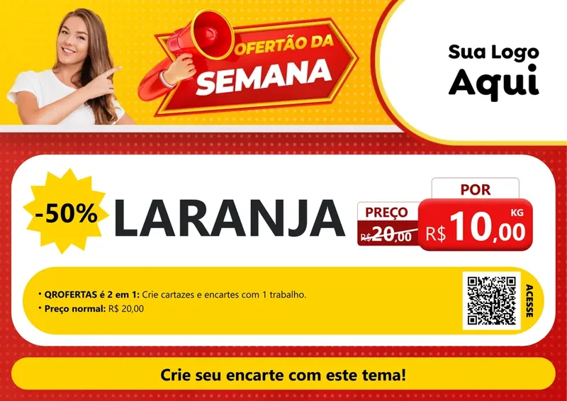 Modelo de Cartaz para Cartaz A4 Horizontal com o tema Ofertão da Semana para Hortifrúti