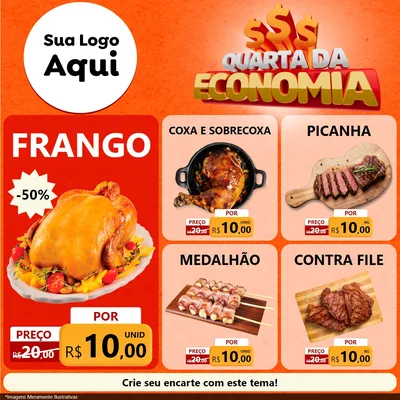 Modelo de Rede Social para Feed Facebook com o tema Quarta da Economia para Assados
