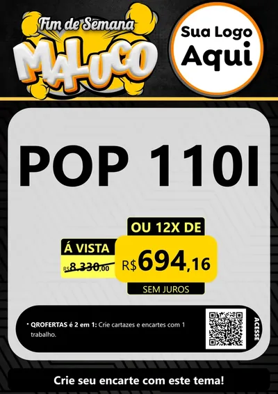 Modelo de Cartaz para Cartaz A4 Vertical com o tema Fim de Semana Maluco para Concessionaria de Motos