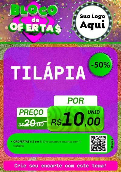 Modelo de Cartaz para Cartaz A4 Vertical com o tema Bloco de Ofertas para Peixaria