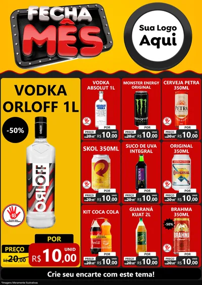 Modelo de Encarte para Encarte A4 Vertical com o tema Fecha Mês para Distribuidora de bebidas