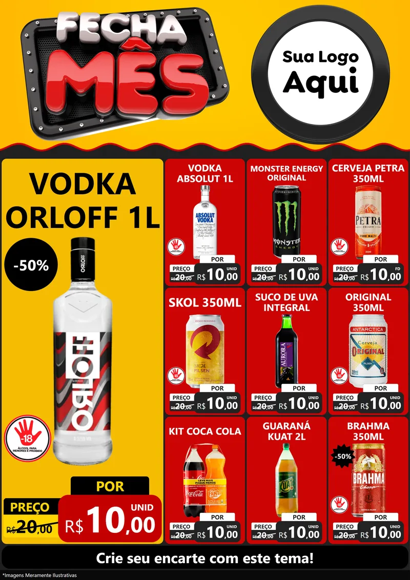 Modelo de Encarte para Encarte A4 Vertical com o tema Fecha Mês para Distribuidora de bebidas