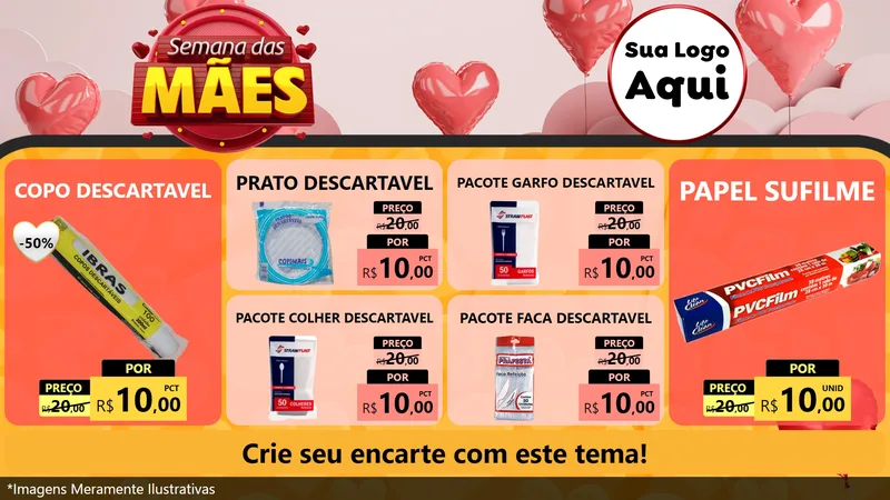 Modelo de TV para TV Horizontal com o tema Semana das Mães para Embalagens