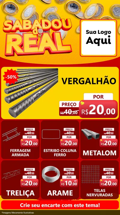 Modelo de Rede Social para Stories com o tema Sabadou do Real para Ferragens