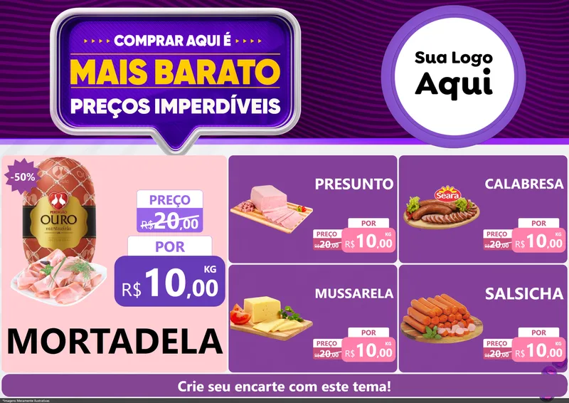 Modelo de Encarte para Encarte A4 Horizontal com o tema Mais Barato para Frios e Laticínios