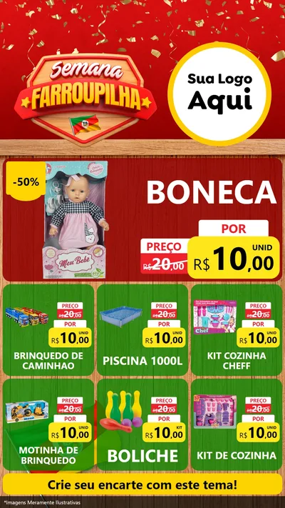 Modelo de Rede Social para Stories com o tema Semana Farroupilha para Brinquedos