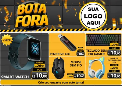 Modelo de Encarte para Encarte A4 Horizontal com o tema Bota Fora para Informática