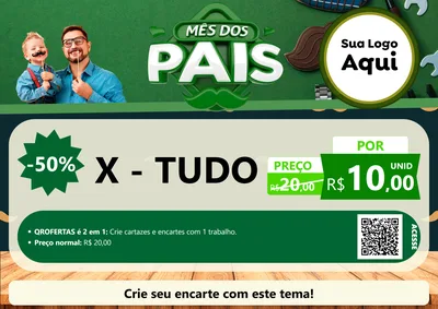Modelo de Cartaz para Cartaz A4 Horizontal com o tema Mês dos Pais para Hamburgueria