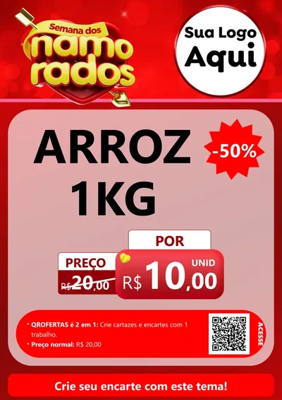Modelo de Cartaz para Cartaz A4 Vertical com o tema Semana dos namorados para Supermercado