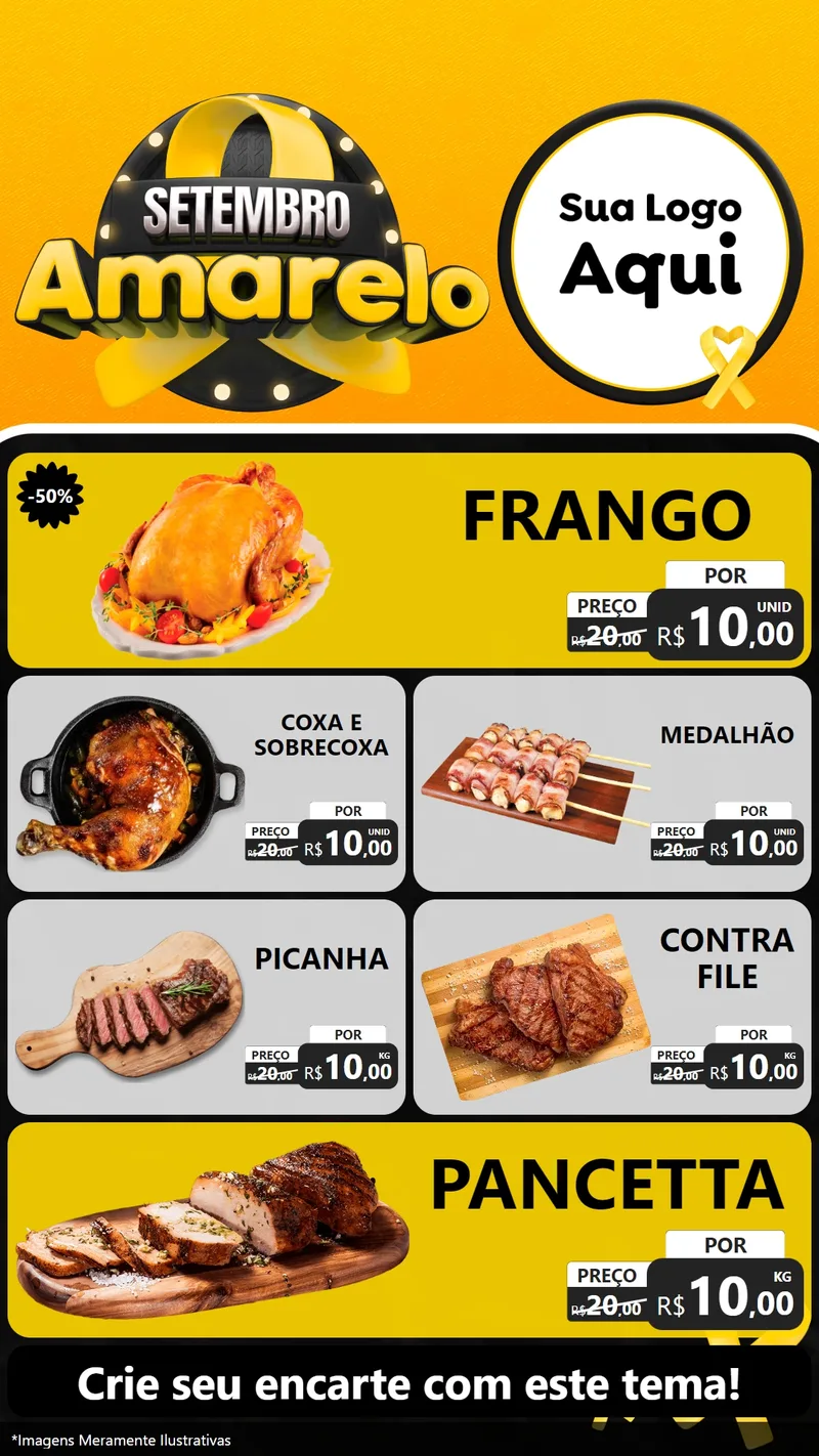 Modelo de TV para TV Vertical com o tema Setembro Amarelo para Assados