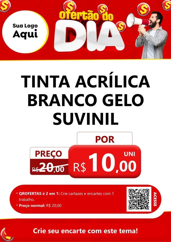 Modelo de Cartaz para Cartaz A4 Vertical com o tema Ofertão do dia para Tintas e Ferramentas