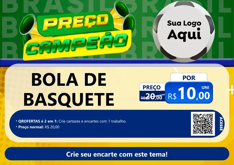 Modelo de Cartaz para Cartaz A4 Horizontal com o tema Preço Campeão - Copa para Artigos Esportivos