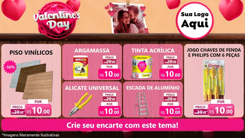 Modelo de TV para TV Horizontal com o tema Valentine's Day para Material para Construção