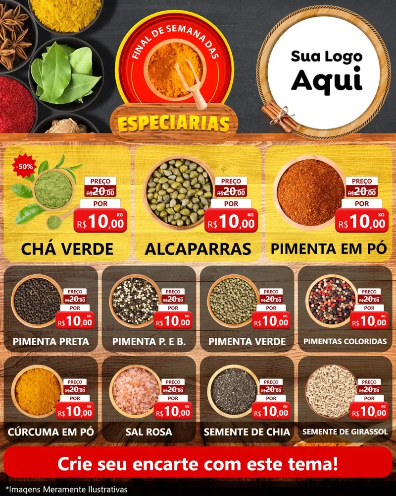 Modelo de Rede Social para Feed Instagram com o tema Final de Semana das Especiarias para Produtos Naturais