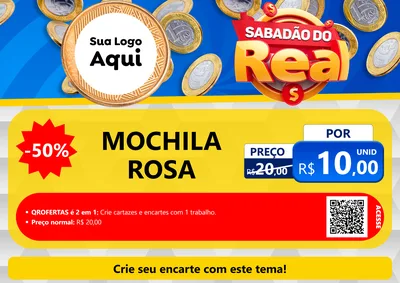 Modelo de Cartaz para Cartaz A4 Horizontal com o tema Sabadão do Real para Papelaria