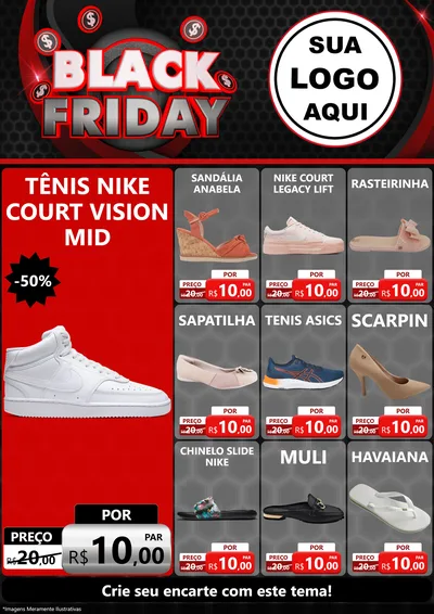 Modelo de Encarte para Encarte A4 Vertical com o tema Black Friday para Calçados